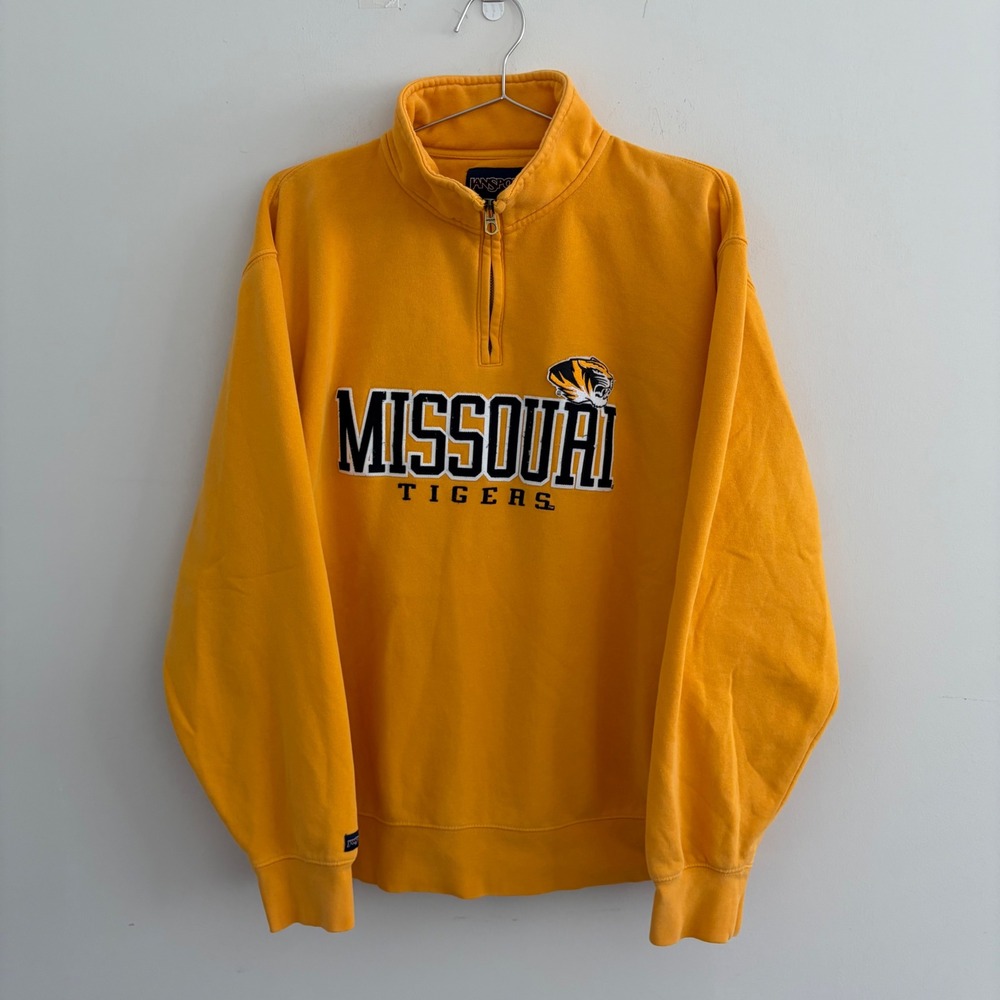Jansport Missouri Tigers Quarter Zip Sweatshirt Yellow Mens Large